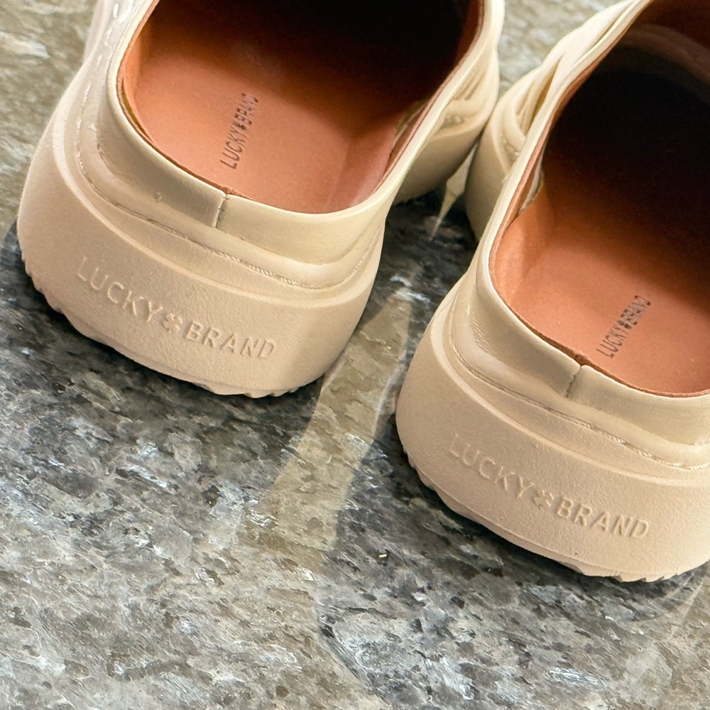 NWT Lucky Brand Leather Killian Pristine White Slip-On Woven Mules - Picture 8 of 8